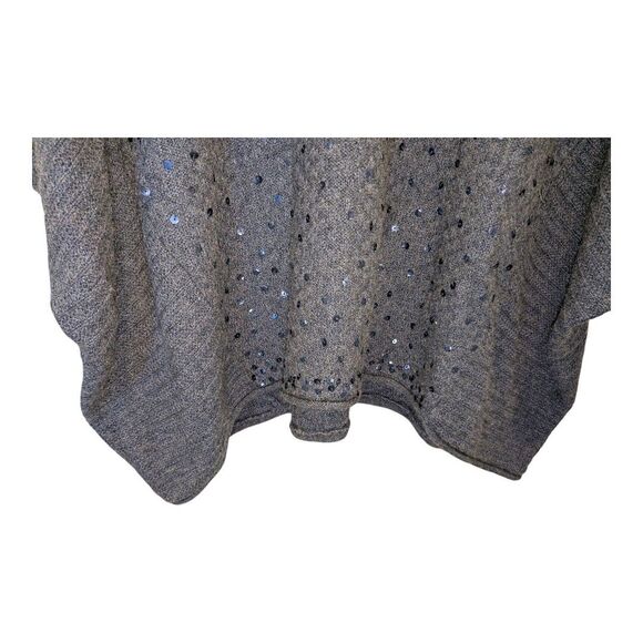Free People Navy Sequins Boxy Batwing Sweater Poncho S Shimmer Boho Fall Winter - Picture 5 of 8